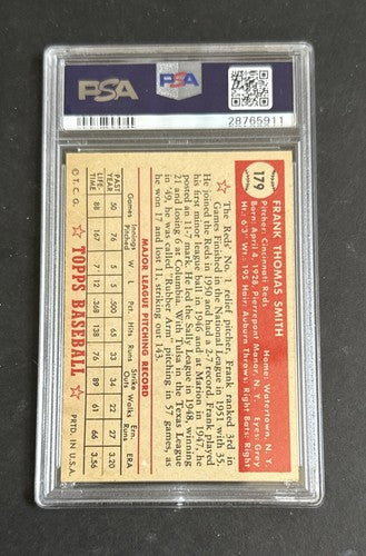 1952 Topps FRANK SMITH #179 PSA 7 Nm Near Mint Razor Sharp Clean Reds