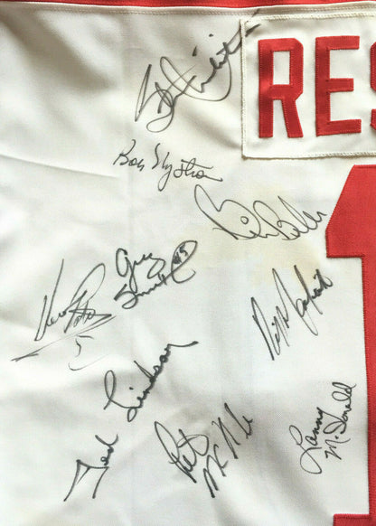 Chico Resch Signed Game Used 1994 Heroes Jersey 19 auto Gordie Howe PSA LOA HOF