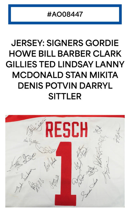 Chico Resch Signed Game Used 1994 Heroes Jersey 19 auto Gordie Howe PSA LOA HOF
