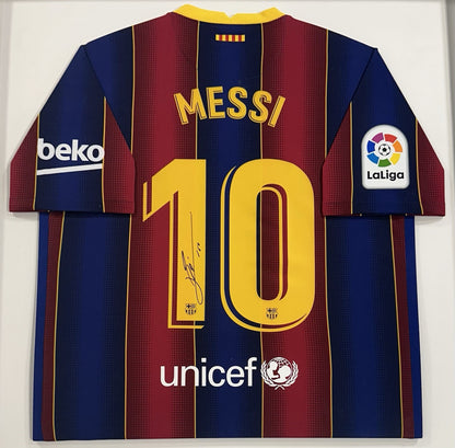 Lionel Messi Signed #10 FC Barcelona Framed Jersey Autograph La Liga Icons LOA