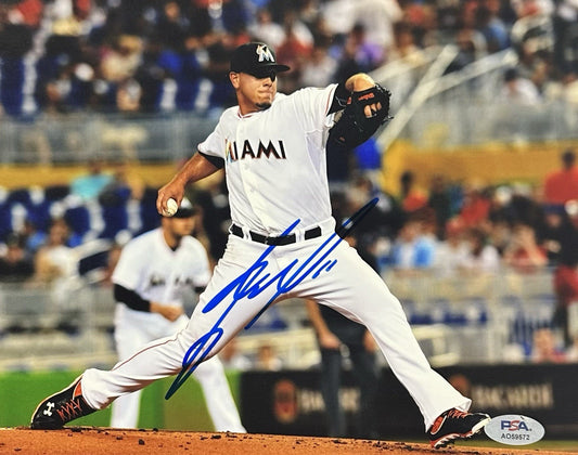 Jose Fernandez Signed 8x10 Framed Photo Miami Marlins Mint Autograph ROY PSA COA