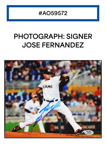 Jose Fernandez Signed 8x10 Framed Photo Miami Marlins Mint Autograph ROY PSA COA