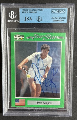 1991 NetPro Tour Stars Rookie Card #7 PETE SAMPRAS Rc  Rookie Auto Bgs Jsa Coa