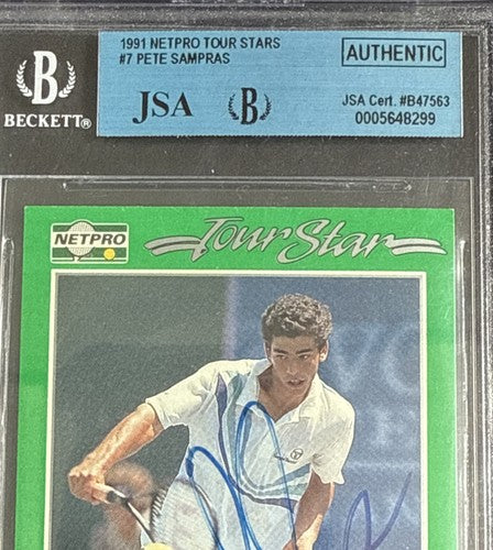 1991 NetPro Tour Stars Rookie Card #7 PETE SAMPRAS Rc  Rookie Auto Bgs Jsa Coa
