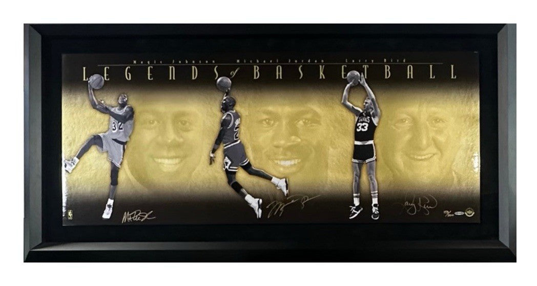 Michael Jordan Magic Johnson Bird Signed Framed 52x26 Photo LE Auto UDA COA HOF