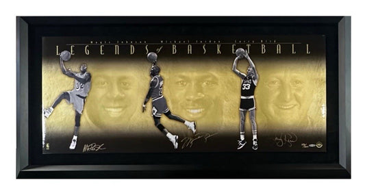 Michael Jordan Magic Johnson Bird Signed Framed 52x26 Photo LE Auto UDA COA HOF