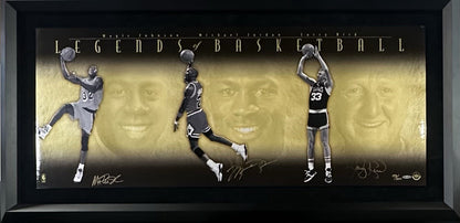 Michael Jordan Magic Johnson Bird Signed Framed 52x26 Photo LE Auto UDA COA HOF