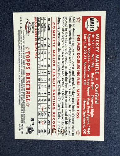 2007 Topps Chrome The Mickey Mantle Story Red Refractor /99 #MMS12 Mint Yankees