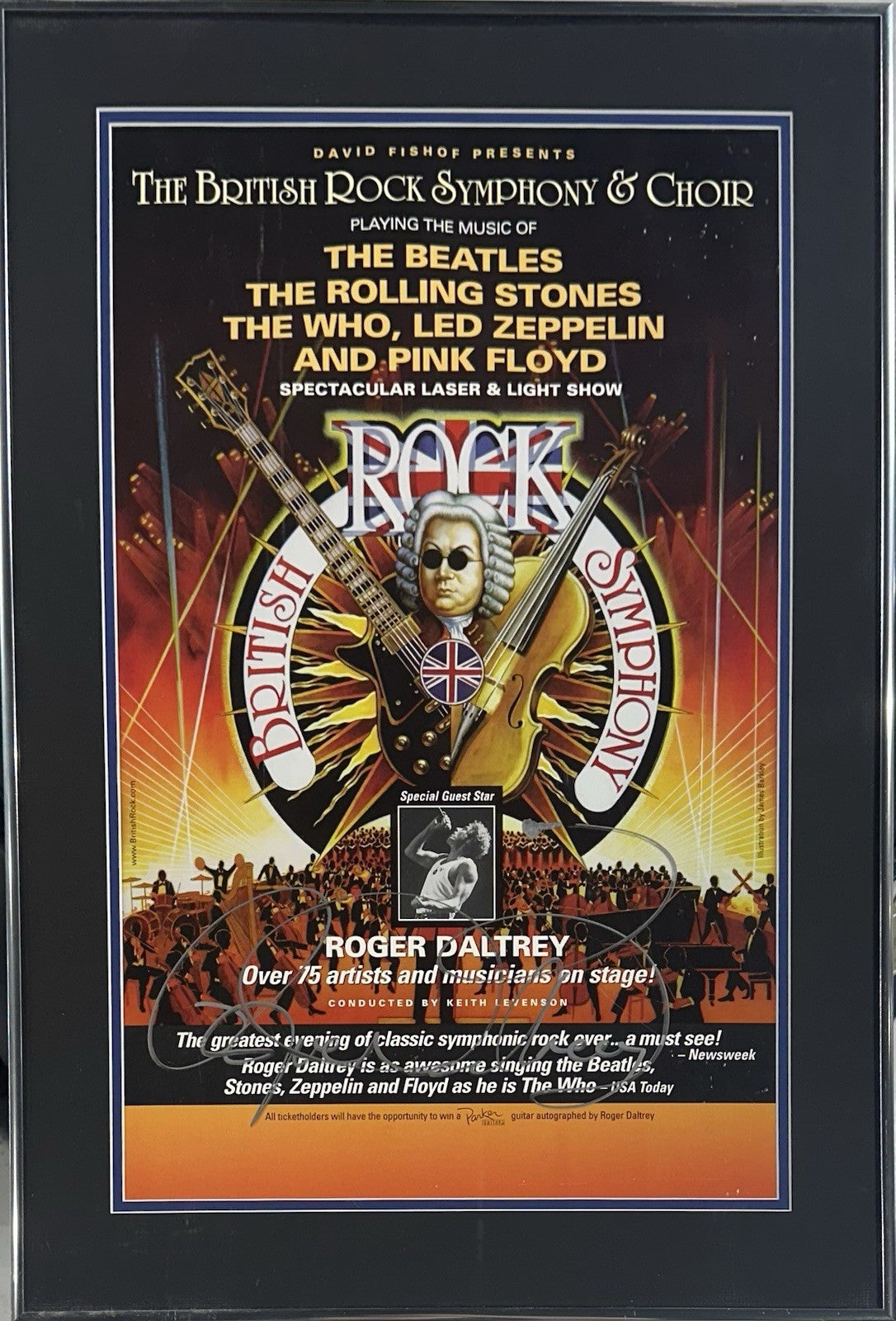 Roger Daltrey Signed 14x22 British Rocky Symphony Framed Poster Large Auto COA