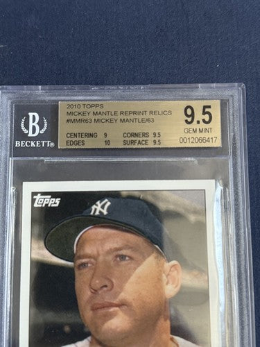 2011 Topps Mickey Mantle 1963 Game Used Worn Jersey /63 Bgs 9.5 Gem Mint Yankees