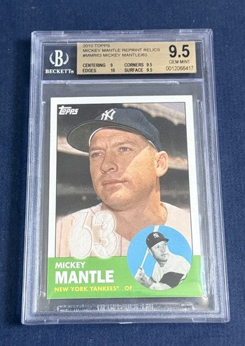 2011 Topps Mickey Mantle 1963 Game Used Worn Jersey /63 Bgs 9.5 Gem Mint Yankees