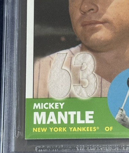 2011 Topps Mickey Mantle 1963 Game Used Worn Jersey /63 Bgs 9.5 Gem Mint Yankees
