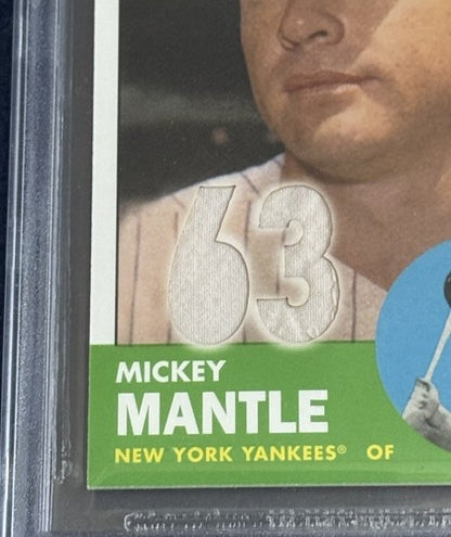 2011 Topps Mickey Mantle 1963 Game Used Worn Jersey /63 Bgs 9.5 Gem Mint Yankees