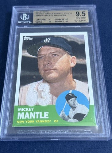 2011 Topps Mickey Mantle 1963 Game Used Worn Jersey /63 Bgs 9.5 Gem Mint Yankees