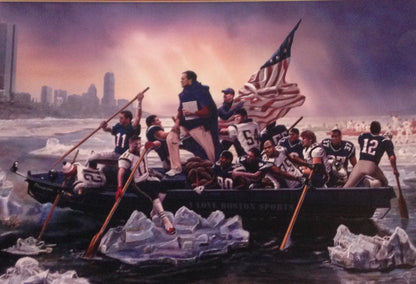 New England Patriots Crossing the charles 16x20 Litho Photo framed Tom Brady