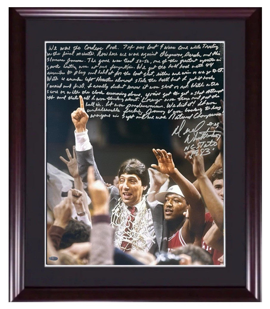 Dereck Whittenburg Signed 16x20 1983 Nc State Photo Jim Valvano Framed Steiner
