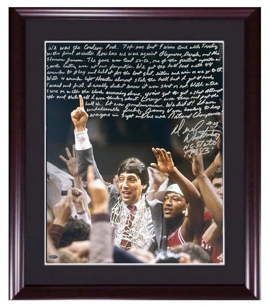 Dereck Whittenburg Signed 16x20 1983 Nc State Photo Jim Valvano Framed Steiner