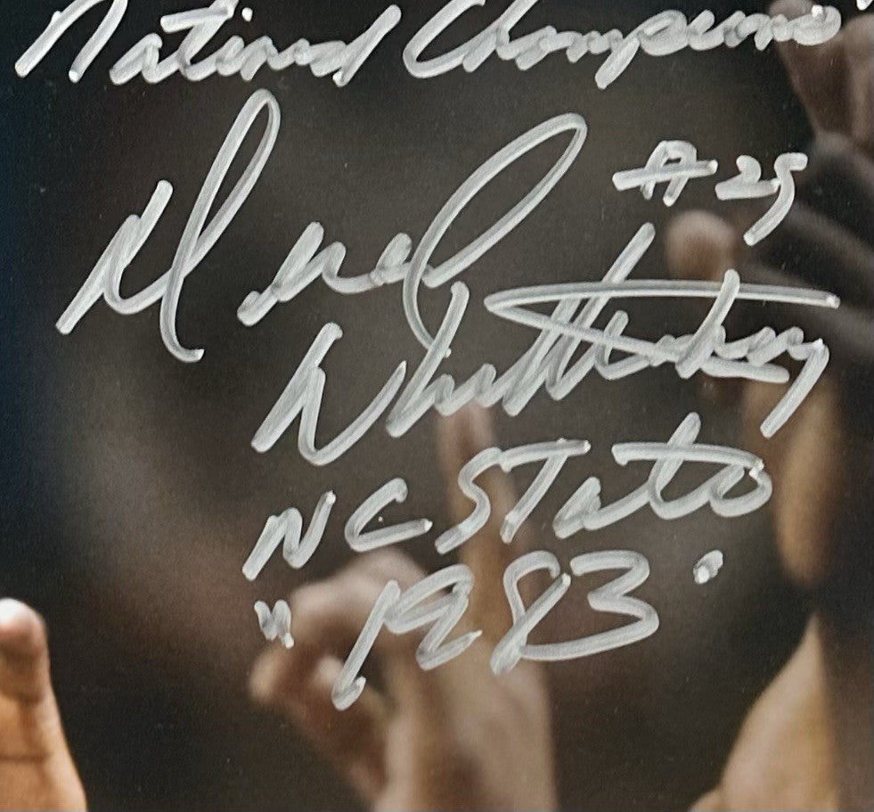 Dereck Whittenburg Signed 16x20 1983 Nc State Photo Jim Valvano Framed Steiner