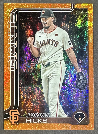 2025 Topps Series 2 Jordan Hicks #520 Orange Rainbow Foil 1/25 Giants Red Sox