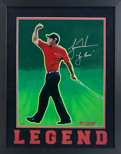 Tiger Woods Signed 16x20 Framed Photo Bill Lopa 1/1 Tiger Roars Auto UDA COA