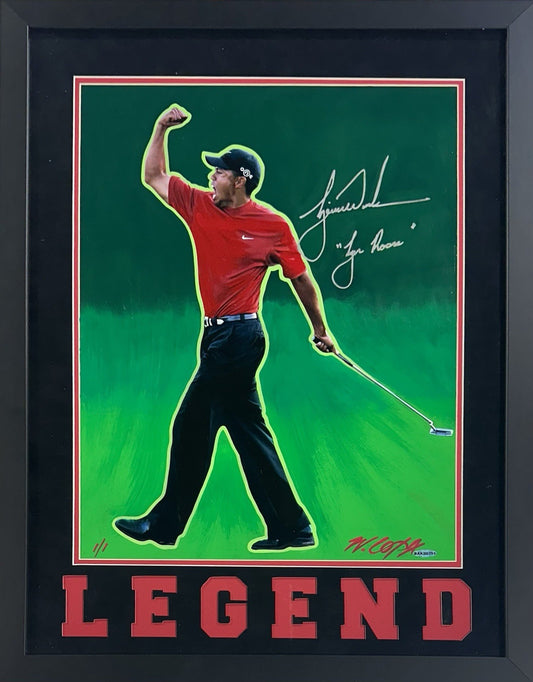 Tiger Woods Signed 16x20 Framed Photo Bill Lopa 1/1 Tiger Roars Auto UDA COA