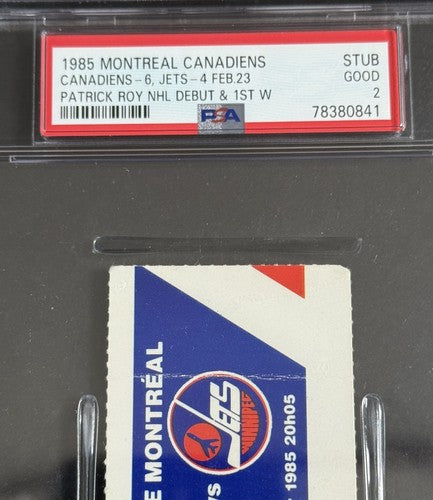 PATRICK ROY NHL DEBUT Ticket STUB 2/23/1985 PSA 2 POP 1 SUPER RARE Canadiens HOF