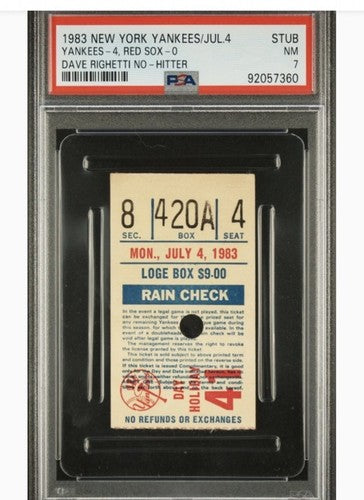 July 4 1983 Dave Righetti No Hitter Ticket Stub Yankees PSA 7 Highest Ever Pop 1