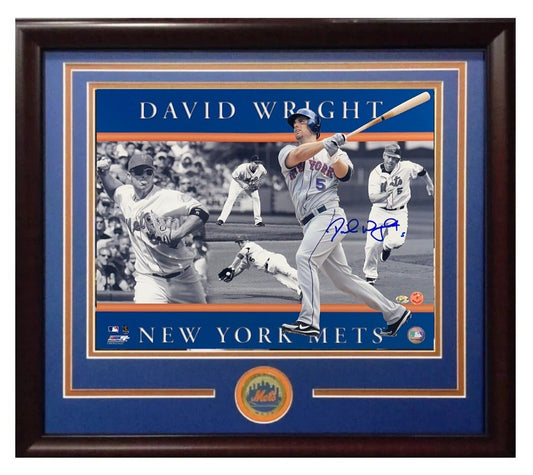 David Wright Signed 16x20 Framed Collage Photo New York Mets Mint Autograph COA