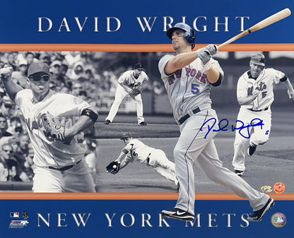 David Wright Signed 16x20 Framed Collage Photo New York Mets Mint Autograph COA