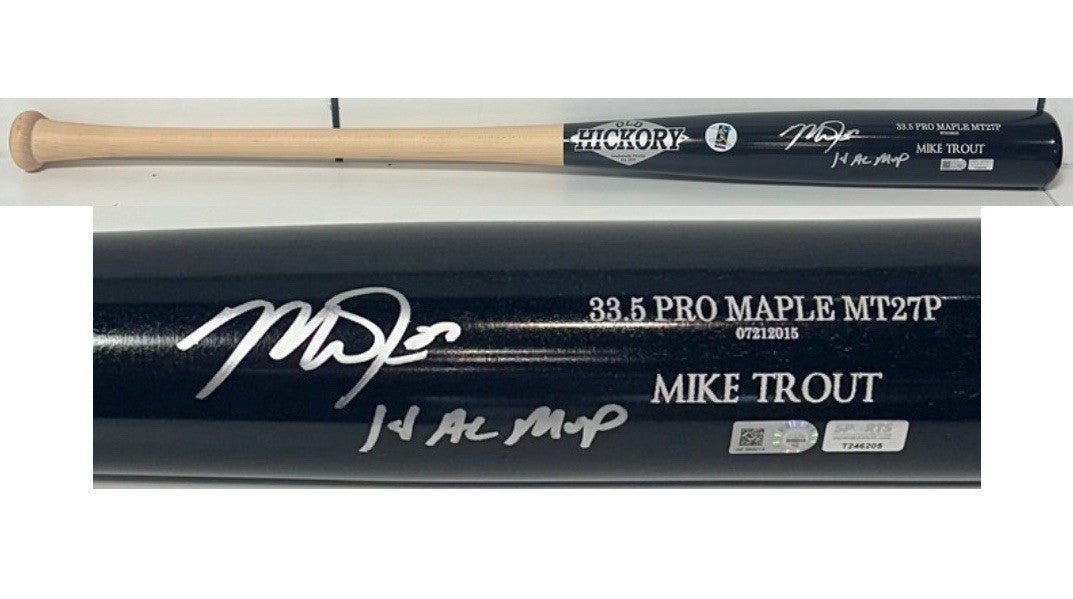 Mike Trout Signed Old Hickory Game Model Bat 14 AL MVP Auto Angels MLB Holo Coa
