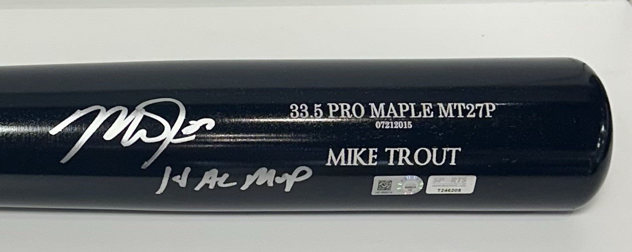 Mike Trout Signed Old Hickory Game Model Bat 14 AL MVP Auto Angels MLB Holo Coa