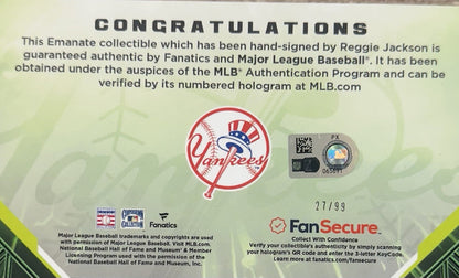 Reggie Jackson Signed Under Wraps Emanate 8x10 /99 Green Yankees Auto MLB COA