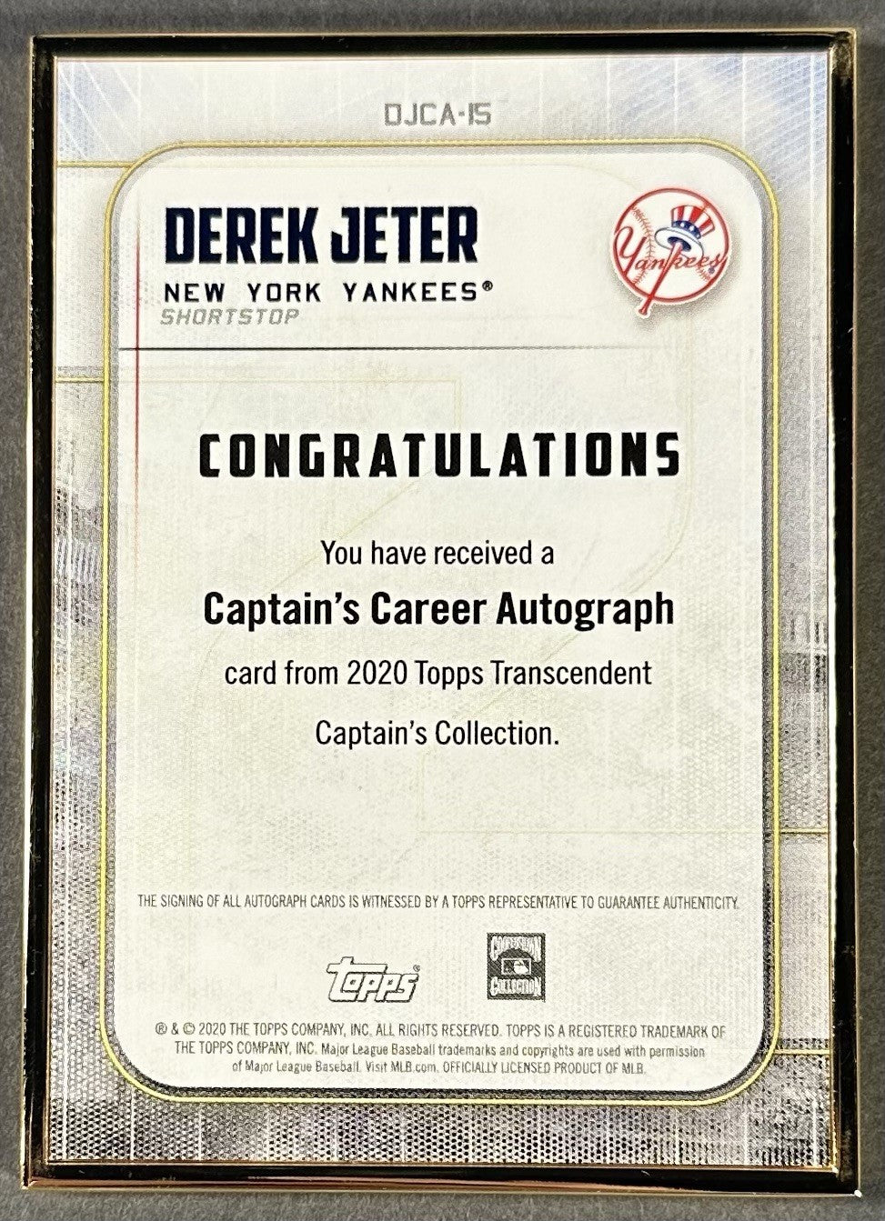 2020 Topps Transcendent Derek Jeter Auto Captains Collection 2/3 NY Yankees HOF