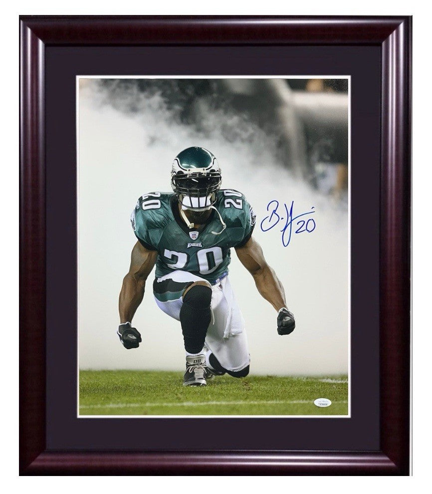 Brian Dawkins Eagles Signed 16x20 Smoke Photo Framed HOF Mint Autograph JSA COA