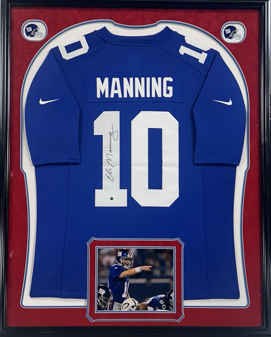 Eli Manning Signed Framed NY Giants Nike Blue Twill Jersey Autograph Steiner COA