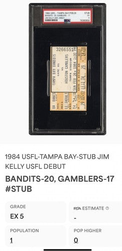 Jim Kelly Usfl Debut 1st TD PSA 5 Ticket Stub  1984 Houston Gamblers HOF Pop 1