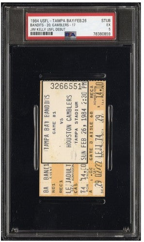 Jim Kelly Usfl Debut 1st TD PSA 5 Ticket Stub  1984 Houston Gamblers HOF Pop 1