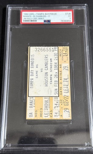 Jim Kelly Usfl Debut 1st TD PSA 5 Ticket Stub  1984 Houston Gamblers HOF Pop 1