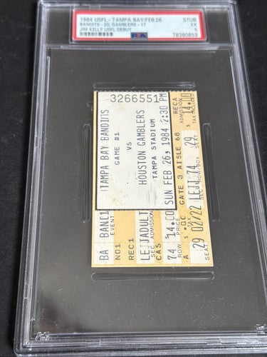 Jim Kelly Usfl Debut 1st TD PSA 5 Ticket Stub  1984 Houston Gamblers HOF Pop 1