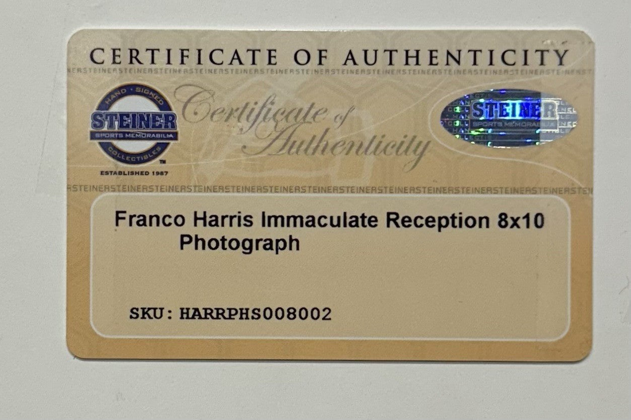 Franco Harris Signed 8x10 Framed Immaculate Reception Photo Auto Steiner COA HOF