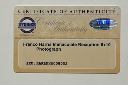Franco Harris Signed 8x10 Framed Immaculate Reception Photo Auto Steiner COA HOF