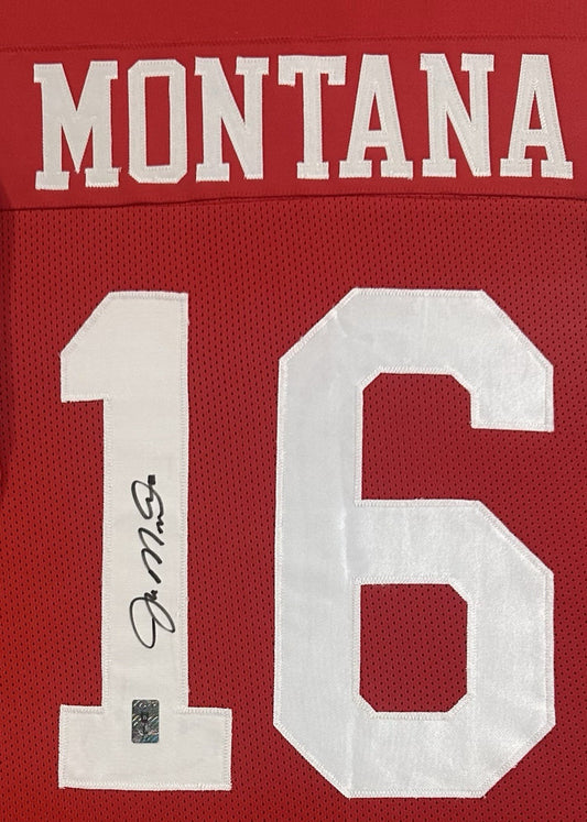 Joe Montana Signed Framed SF 49ers Wilson Stat Jersey Auto HOF SB MVP Holo COA