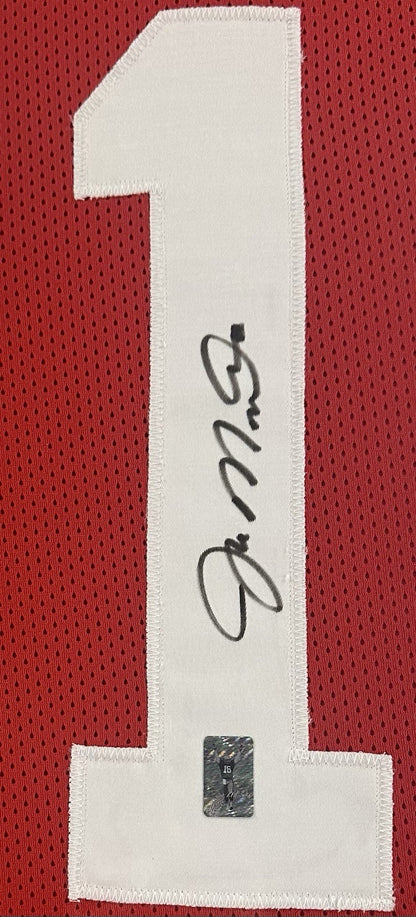 Joe Montana Signed Framed SF 49ers Wilson Stat Jersey Auto HOF SB MVP Holo COA