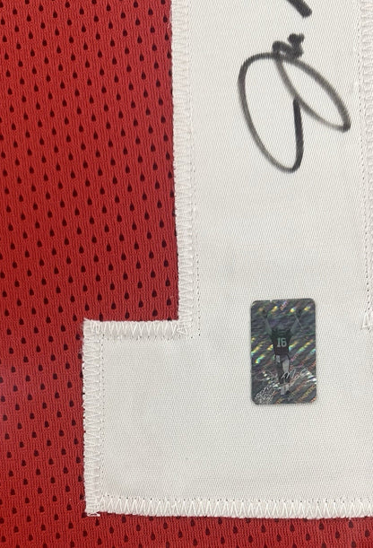 Joe Montana Signed Framed SF 49ers Wilson Stat Jersey Auto HOF SB MVP Holo COA