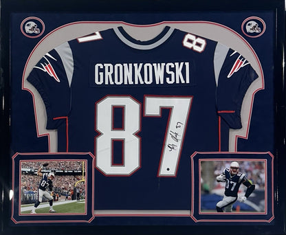 Rob Gronkowski Signed Framed Nike Authentic NE Patriots Jersey Auto Steiner COA