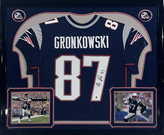 Rob Gronkowski Signed Framed Nike Authentic NE Patriots Jersey Auto Steiner COA
