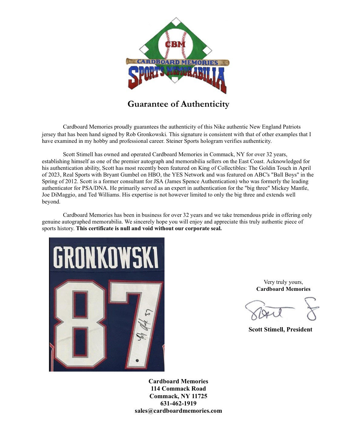 Rob Gronkowski Signed Framed Nike Authentic NE Patriots Jersey Auto Steiner COA