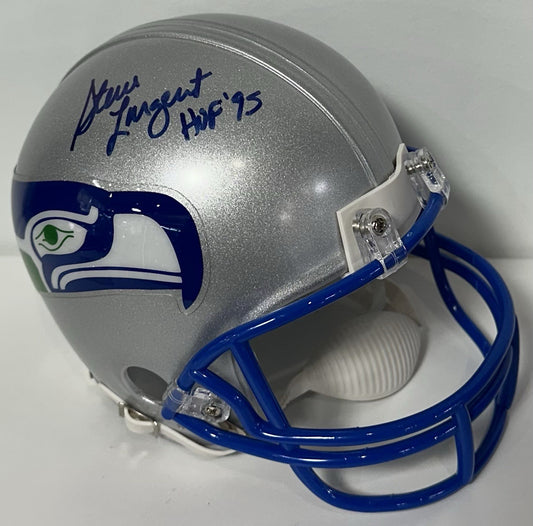 Steve Largent Signed Seahawks Throwback Mini Helmet HOF 95 Autograph Steiner COA