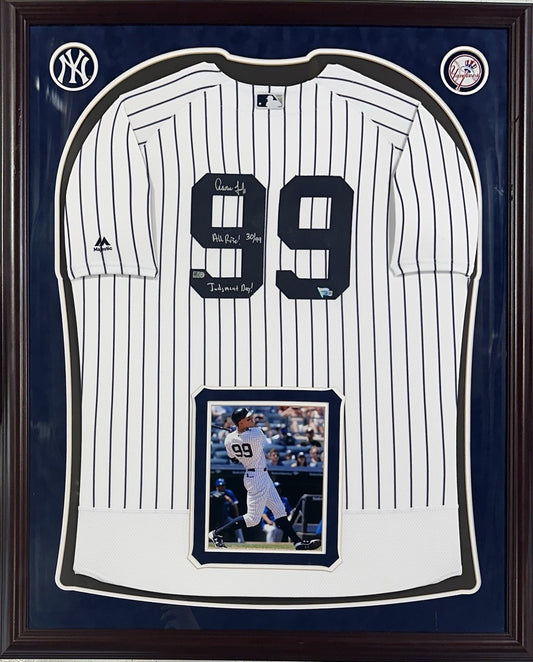 Aaron Judge Signed Framed Jersey Yankees /99 Judgement All Rise Auto Fanatics
