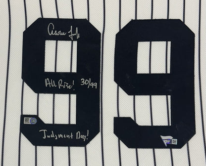 Aaron Judge Signed Framed Jersey Yankees /99 Judgement All Rise Auto Fanatics
